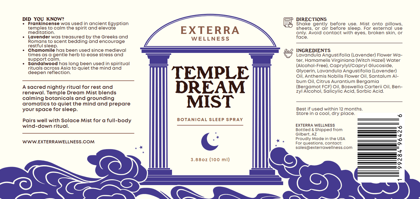 Temple Dream Mist – Botanical Aromatherapy for Rest & Ritual
