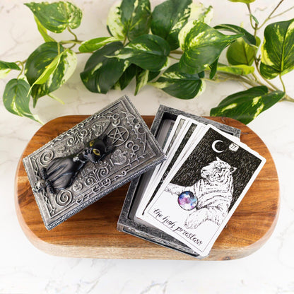 Black Cat Tarot Card Storage Box | Gothic Deck Holder