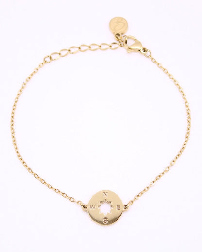 Compass Charm Bracelet Set - Everlasting 14K Gold Finish & Stacking Duo - Spirit Nest