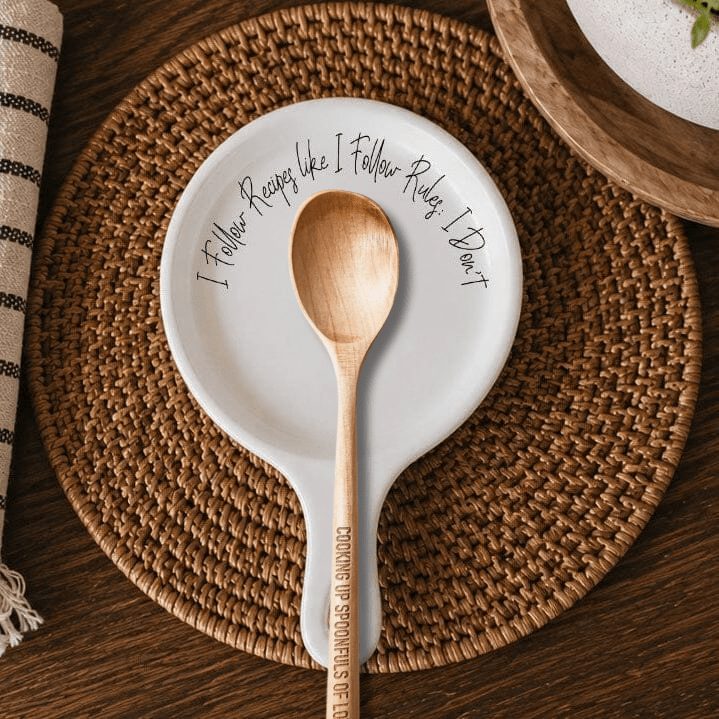 Recipes & Rules | Porcelain Spoon Rest with Wooden Spoon