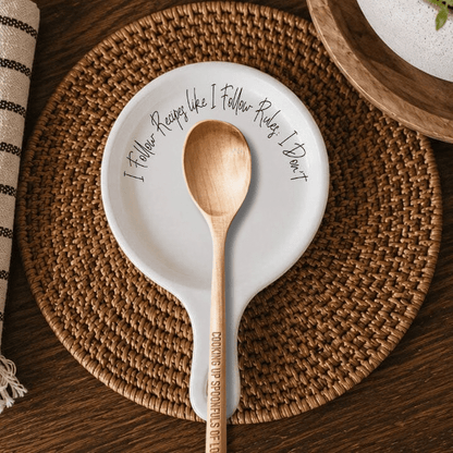 Recipes & Rules | Porcelain Spoon Rest with Wooden Spoon