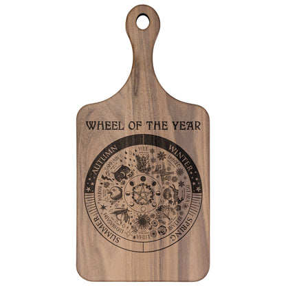 Wheel of the Year Etched Wood Cutting Board with Handle