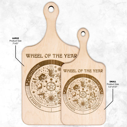 Wheel of the Year Etched Wood Cutting Board with Handle