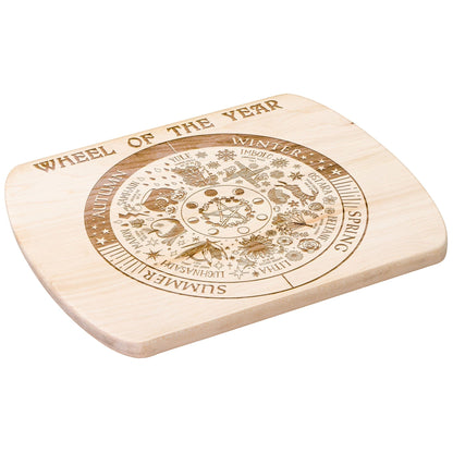 Wheel of the Year Round Edge Wood Cutting Board