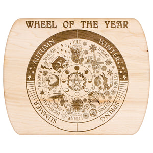 Wheel of the Year Round Edge Wood Cutting Board