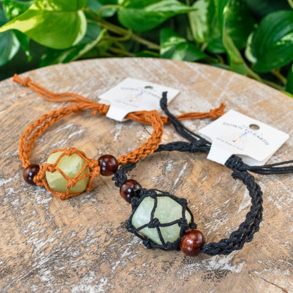 Macrame Crystal Holder Bracelet | Braided Stone Cage