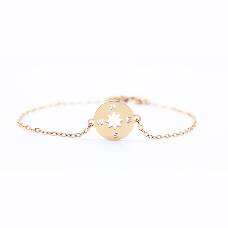 Compass Charm Bracelet Set - Everlasting 14K Gold Finish & Stacking Duo - Spirit Nest