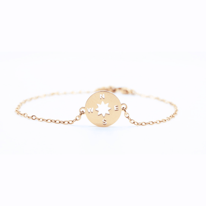 Compass Charm Bracelet Set - Everlasting 14K Gold Finish & Stacking Duo - Spirit Nest