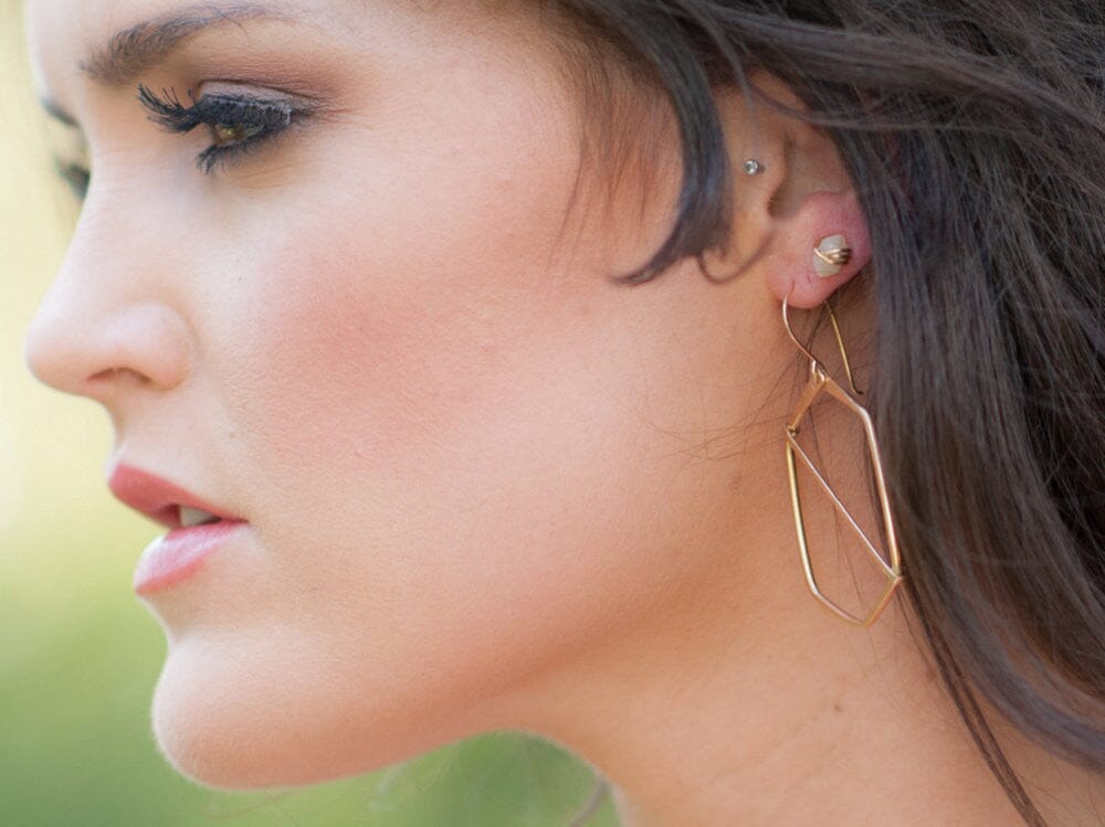 Pike Studs - Rose Quartz | Wire Wrapped Gemstone Earrings