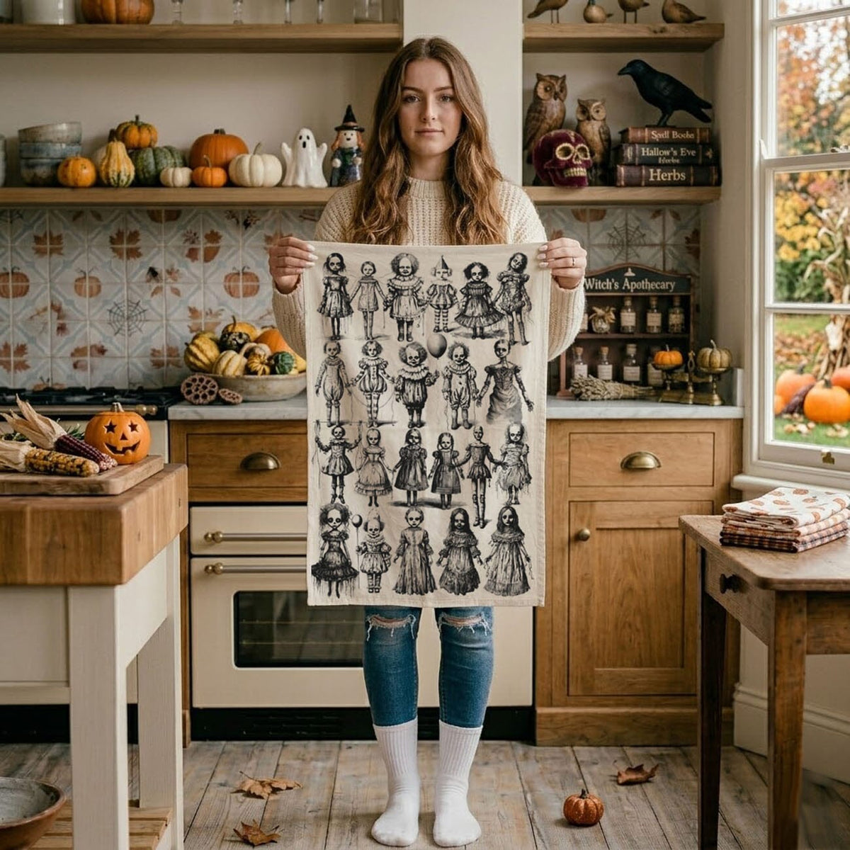 Possessed Dolls | Spooky Halloween Kitchen Towel