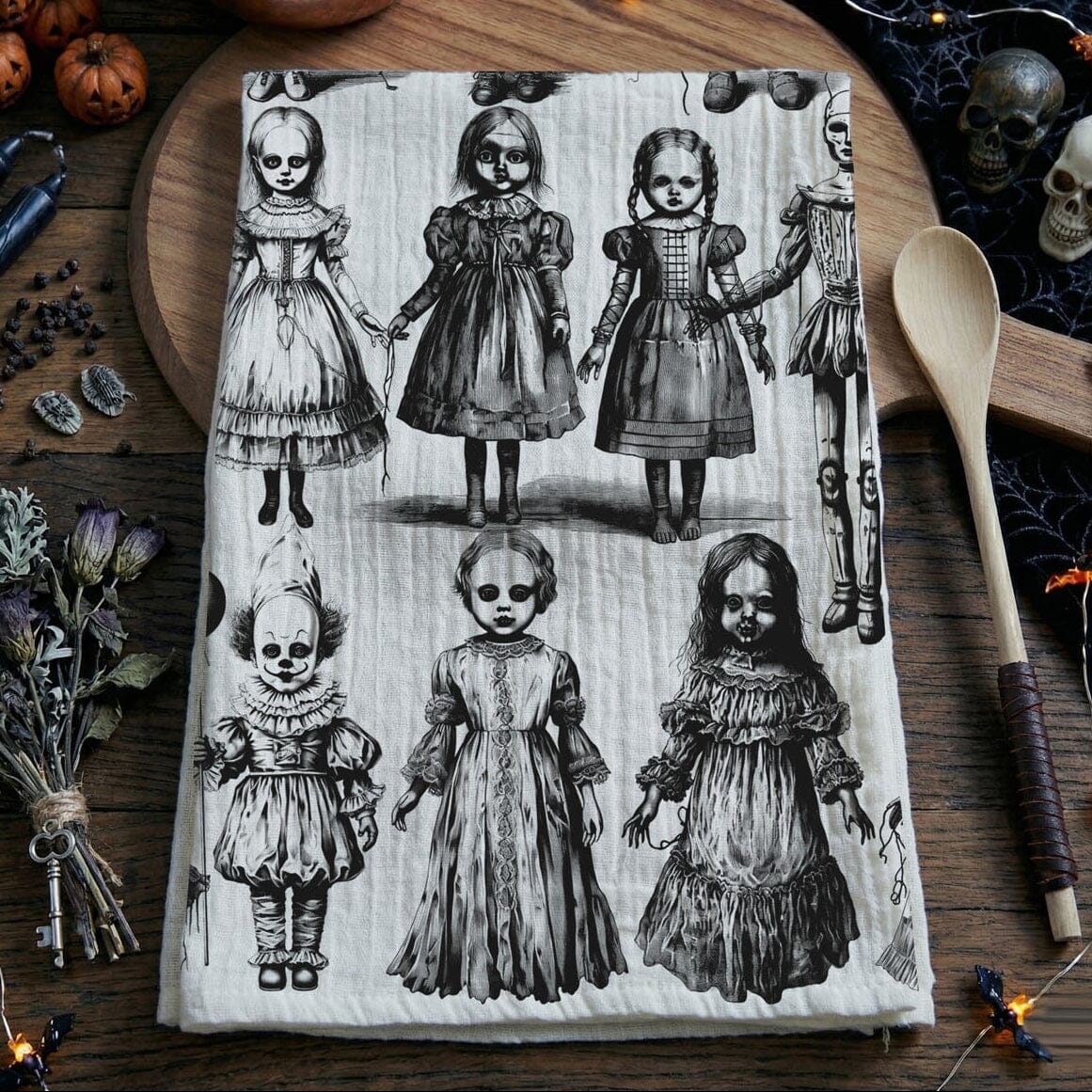 Possessed Dolls | Spooky Halloween Kitchen Towel