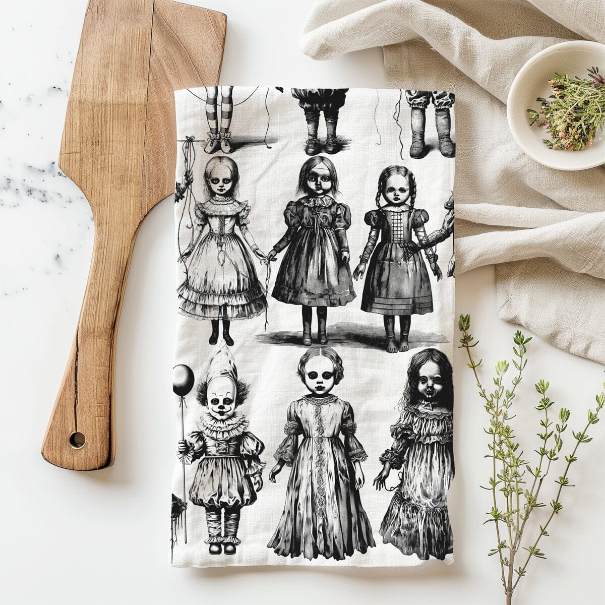 Possessed Dolls | Spooky Halloween Kitchen Towel