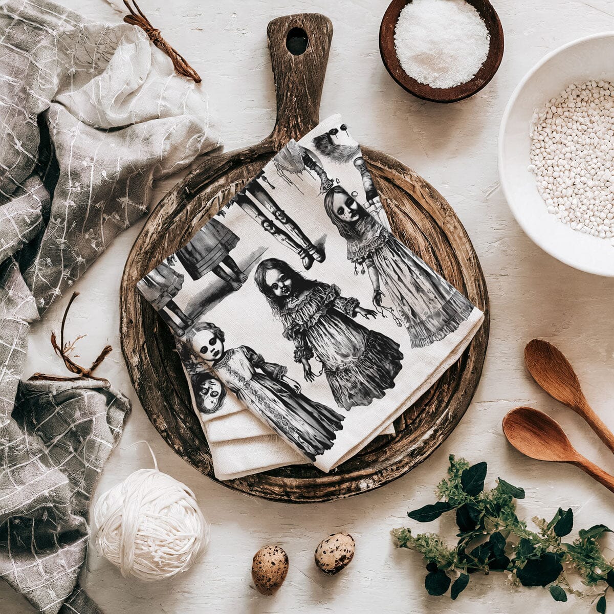 Possessed Dolls | Spooky Halloween Kitchen Towel