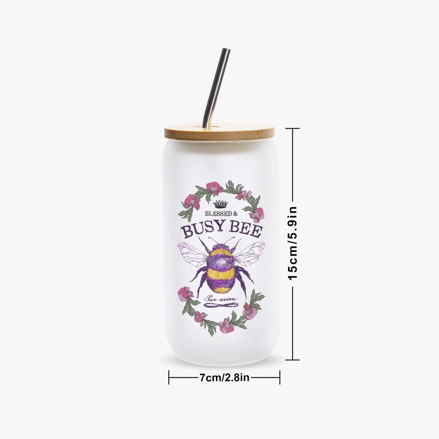 Blessed & Busy Bee Frosted Glass Cups