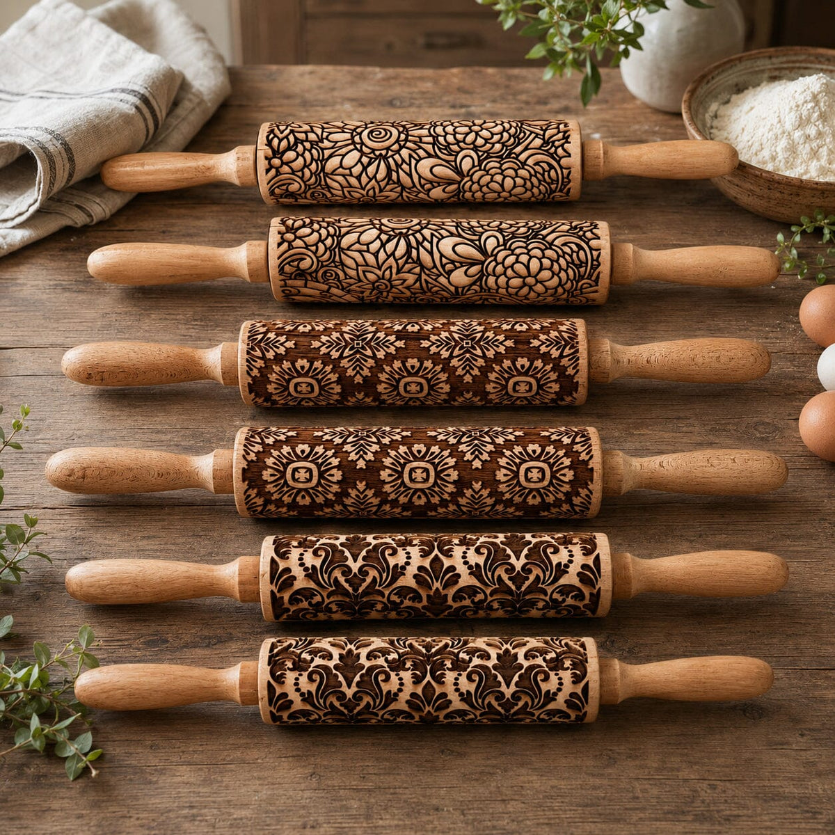 Rolling Pins - Box Style | Engraved Wooden Baking Roller