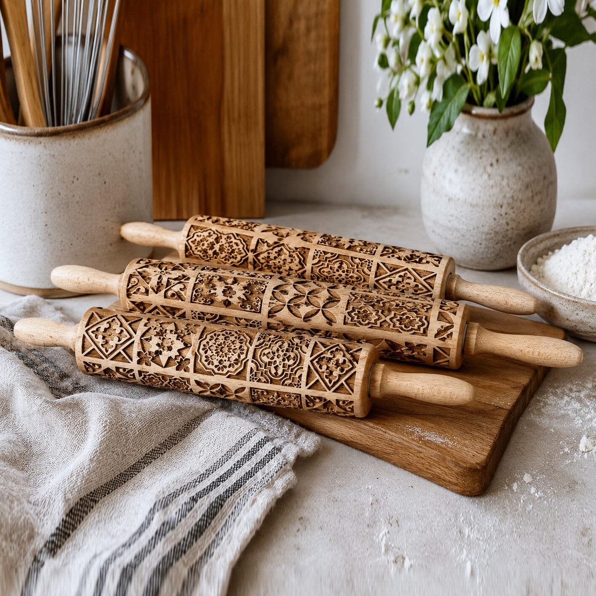 Rolling Pins - Box Style | Engraved Wooden Baking Roller