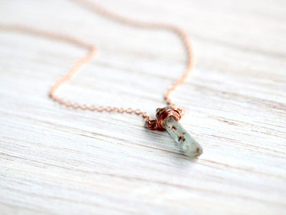 Raw Aquamarine Caged Necklace | Natural Gemstone Pendant