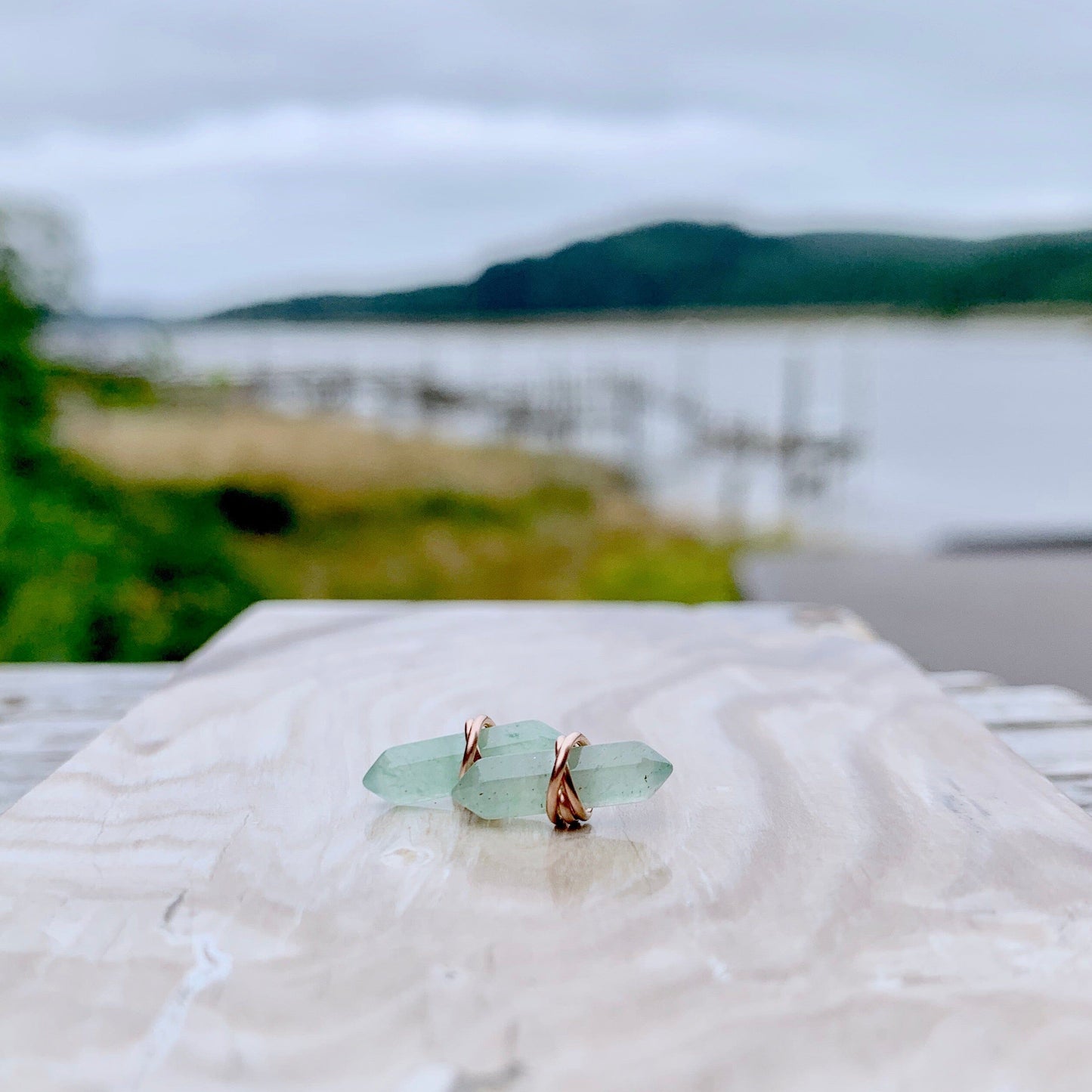 Crest Studs - Aventurine | Geometric Gemstone Earrings