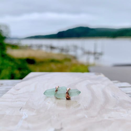 Crest Studs - Aventurine | Geometric Gemstone Earrings