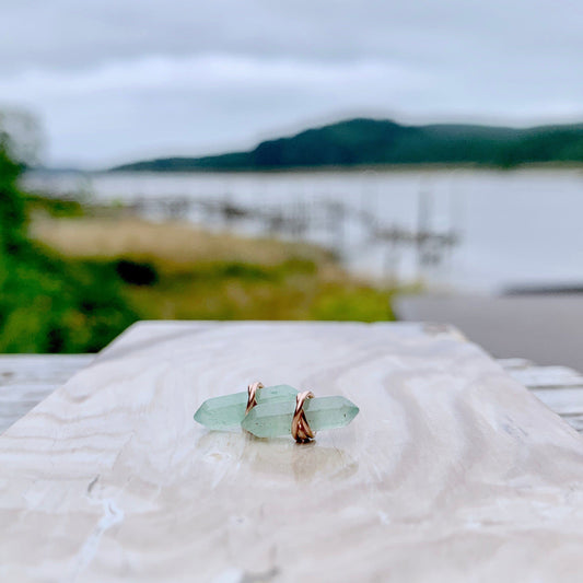 Crest Studs - Aventurine | Geometric Gemstone Earrings