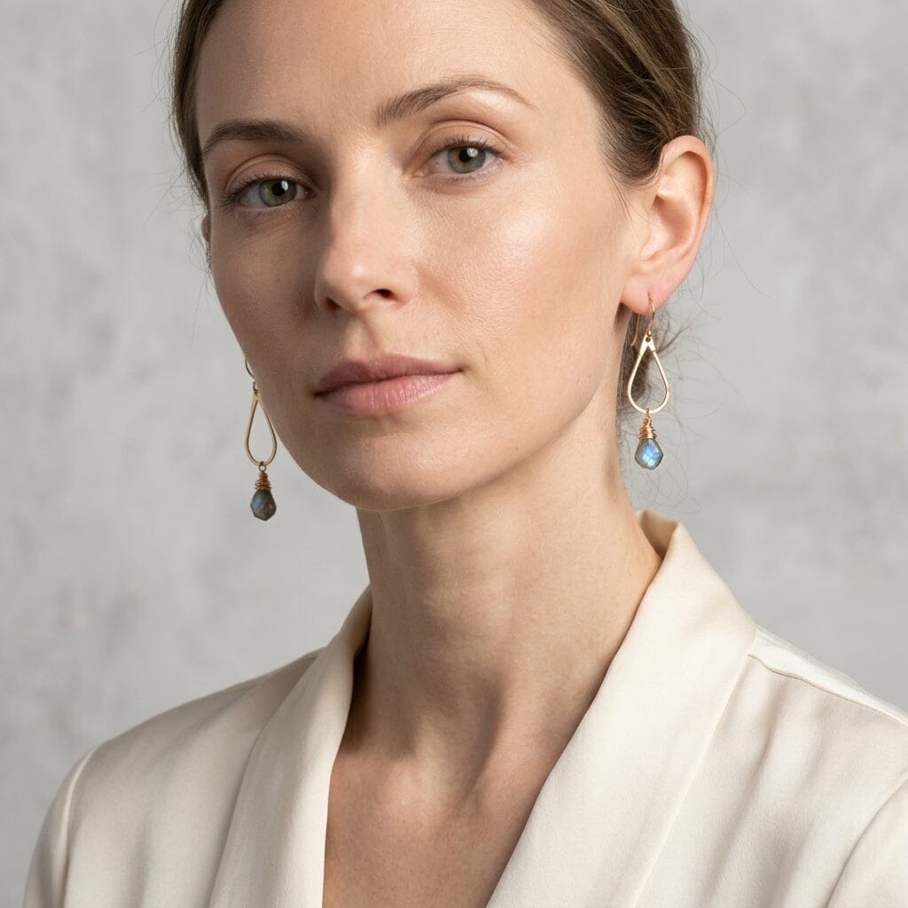 Prism Hoop Earrings | Labradorite Gemstone Hoops
