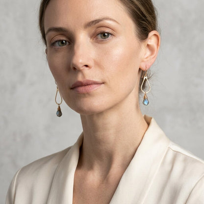 Prism Hoop Earrings | Labradorite Gemstone Hoops
