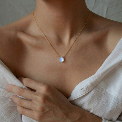 Prism Necklace - Moonstone | Hexagon Gemstone Pendant