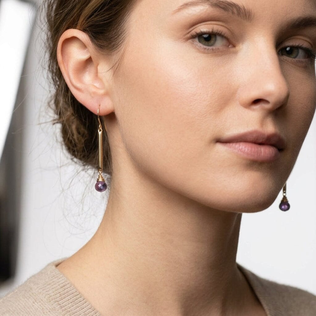Amethyst Bar Earrings | Elegant Drop Earrings