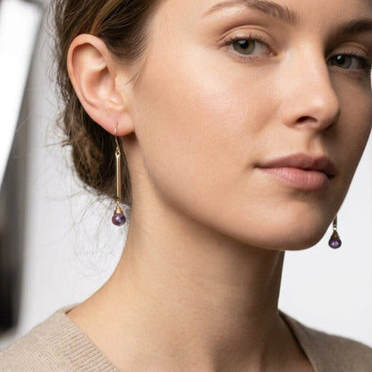 Amethyst Bar Earrings | Elegant Drop Earrings