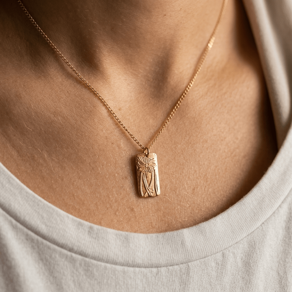 Poppy Necklace | Etched Floral Pendant