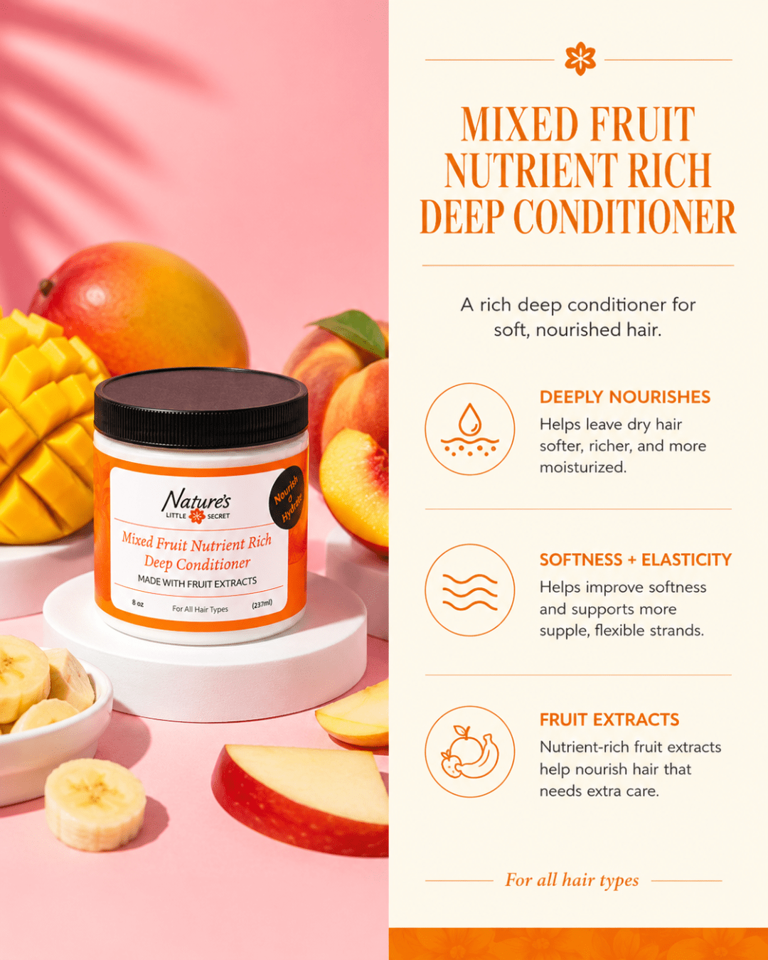 Mixed Fruit Nutrient-Rich Deep Conditioner - Fruit-Infused Moisture Treatment