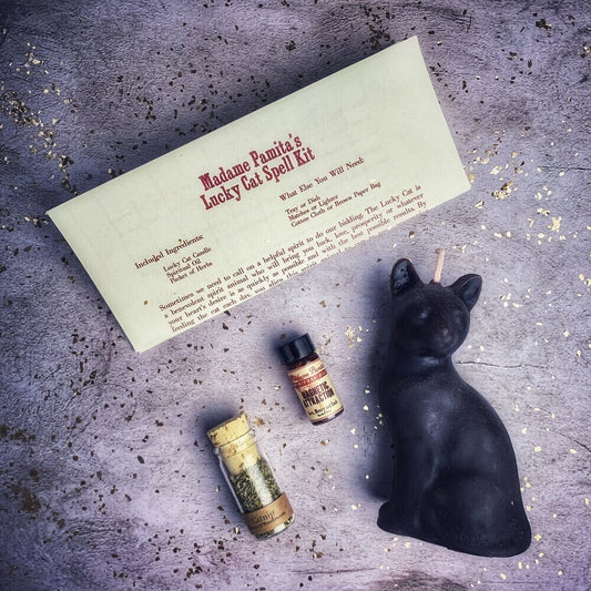 Lucky Cat Candle Spell Kit - Fast Action & Manifestation Magic - Spirit Nest