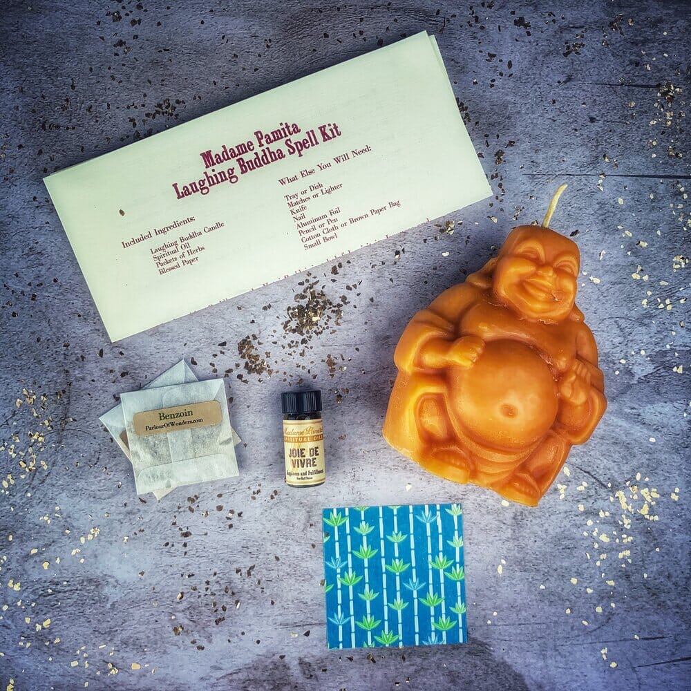 Laughing Buddha Abundance Candle Spell Kit - Wealth, Luck & Prosperity Magic - Spirit Nest