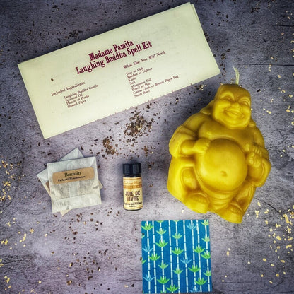 Laughing Buddha Abundance Candle Spell Kit - Wealth, Luck & Prosperity Magic - Spirit Nest