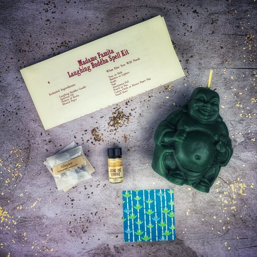 Laughing Buddha Abundance Candle Spell Kit - Wealth, Luck & Prosperity Magic - Spirit Nest