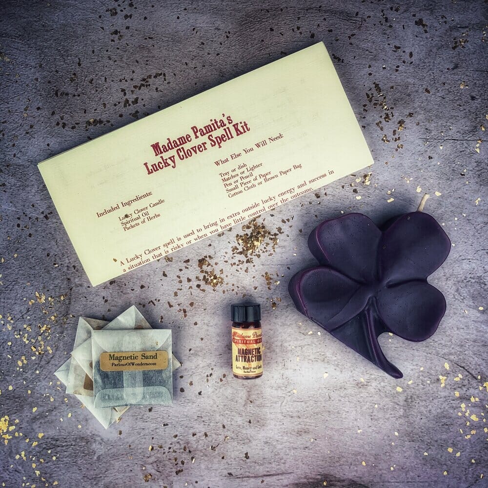 Lucky Clover Candle Spell Kit - Good Fortune & Lucky Breaks - Spirit Nest