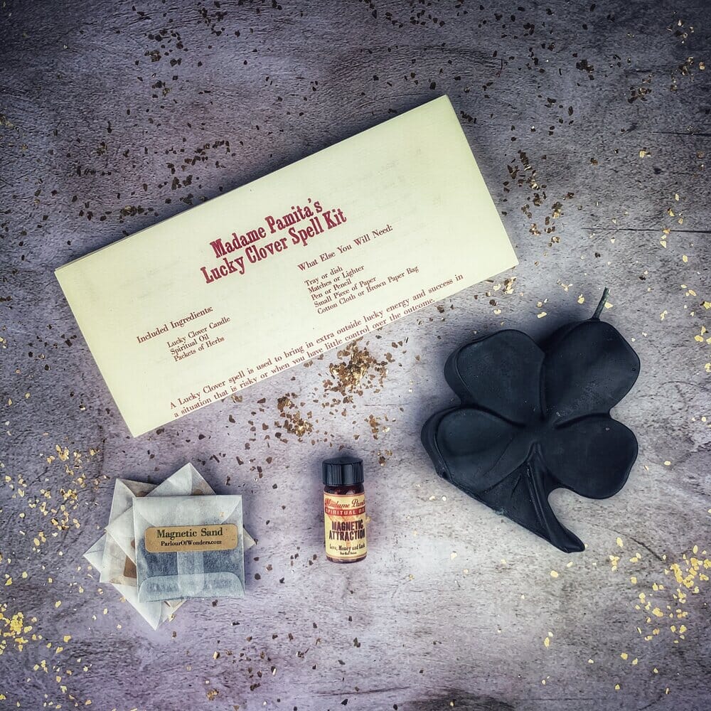 Lucky Clover Candle Spell Kit - Good Fortune & Lucky Breaks - Spirit Nest