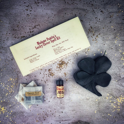 Lucky Clover Candle Spell Kit - Good Fortune & Lucky Breaks - Spirit Nest