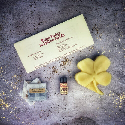 Lucky Clover Candle Spell Kit - Good Fortune & Lucky Breaks - Spirit Nest