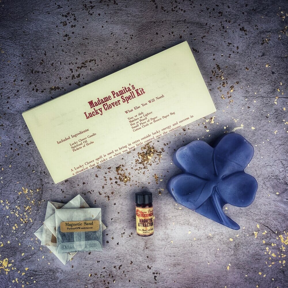Lucky Clover Candle Spell Kit - Good Fortune & Lucky Breaks - Spirit Nest