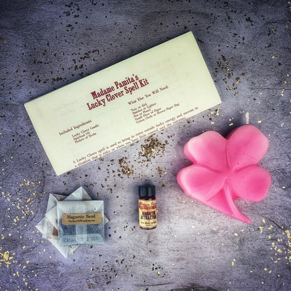 Lucky Clover Candle Spell Kit - Good Fortune & Lucky Breaks - Spirit Nest