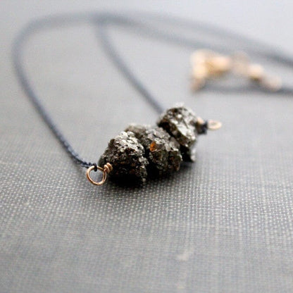 Argonaut Necklace | Pyrite Mixed Metal Minimalist Necklace