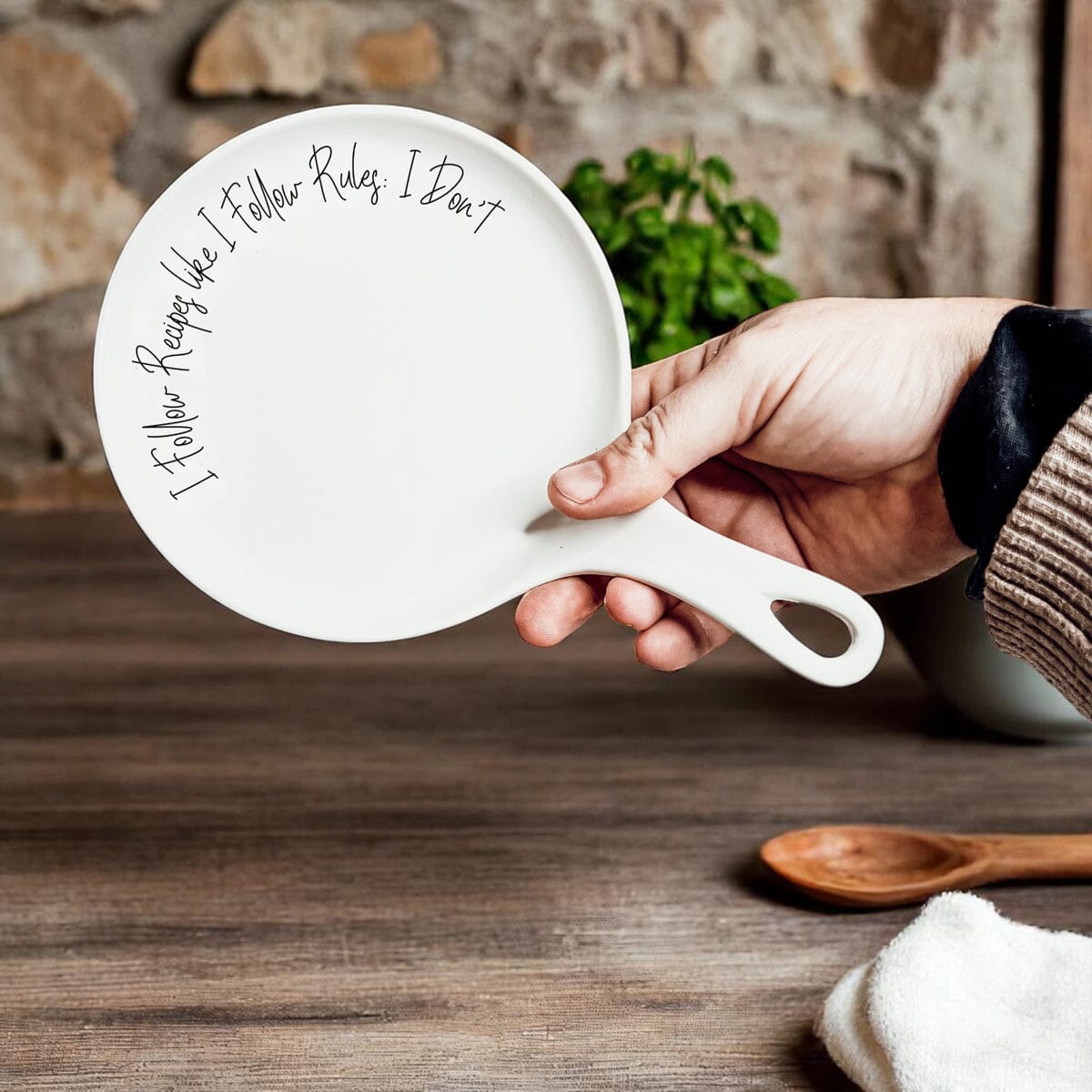 Recipes & Rules | Porcelain Spoon Rest with Wooden Spoon