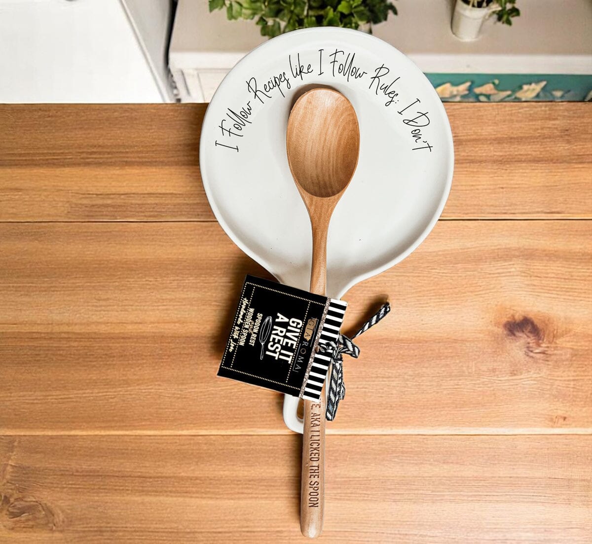 Recipes & Rules | Porcelain Spoon Rest with Wooden Spoon