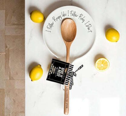 Recipes & Rules | Porcelain Spoon Rest with Wooden Spoon