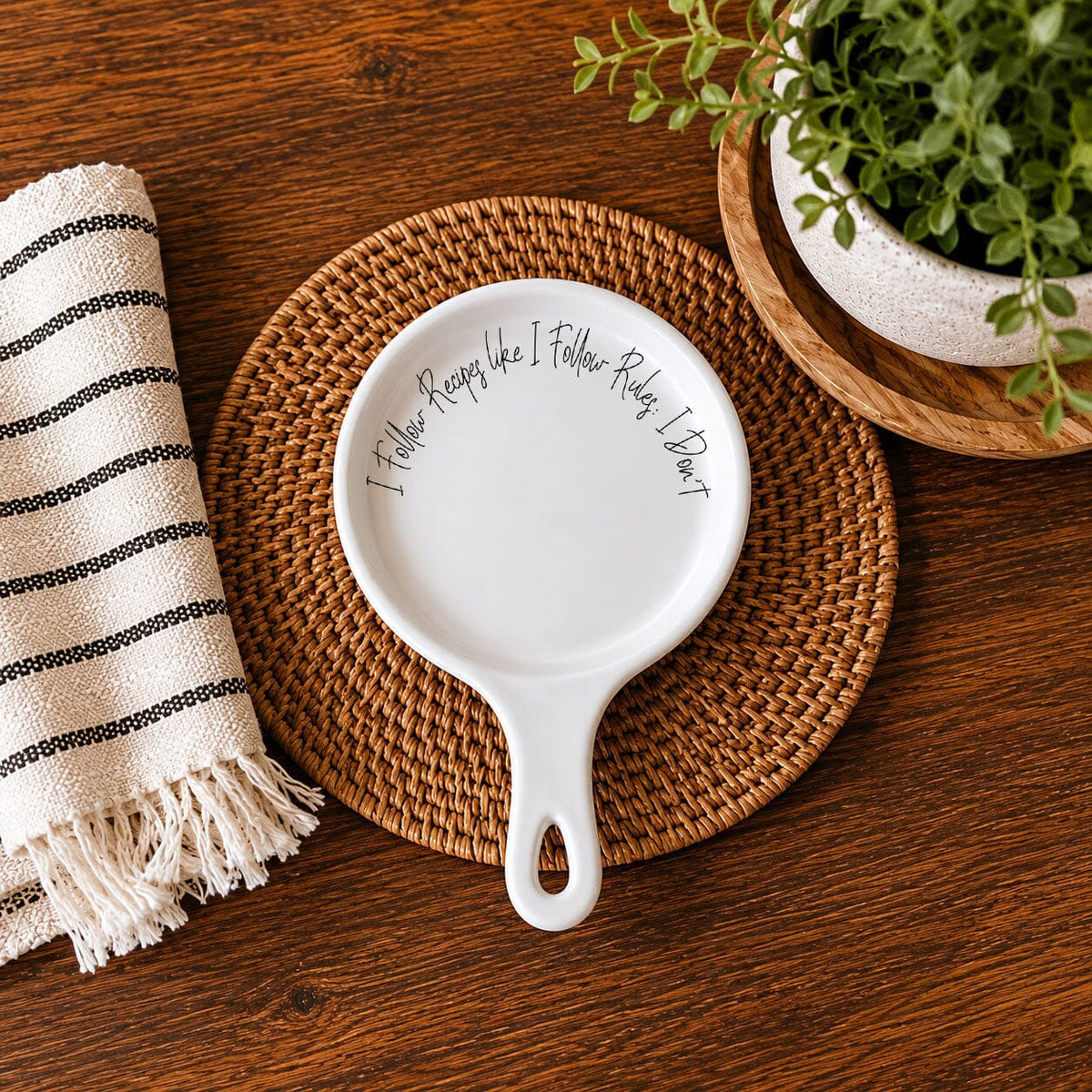Recipes & Rules | Porcelain Spoon Rest with Wooden Spoon