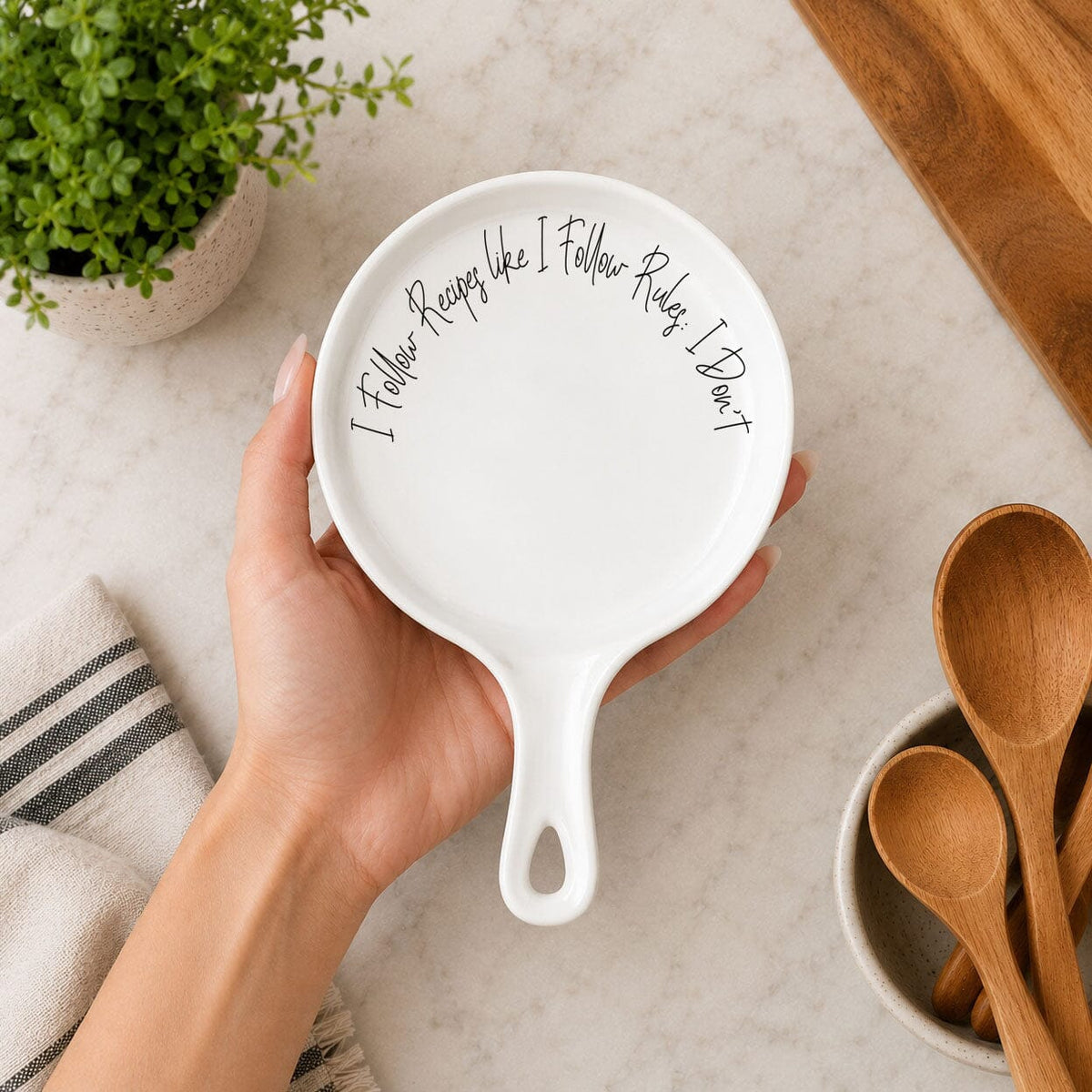 Recipes & Rules | Porcelain Spoon Rest with Wooden Spoon