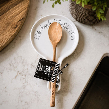Recipes & Rules | Porcelain Spoon Rest with Wooden Spoon