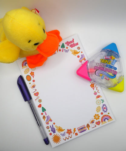 Retro, Funky, 70s & 90s Nostalgia Notepad - Groovy Notes
