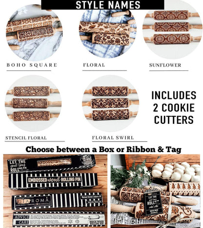 Rolling Pins - Box Style | Engraved Wooden Baking Roller